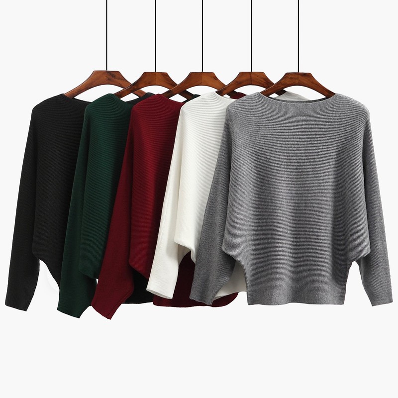 Bichingda Suéteres de punto para mujer, cuello barco, mangas de