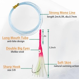 JSHANMEI Fishing Squid Skirt Octopus Bait Rigs Set, 10pcs Glow in The Dark Saltwater Trolling Lure Rigs with Sharp Hooks for Stripers Halibut Trout Tuna Salmon