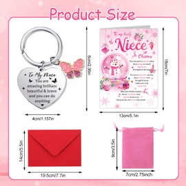 HOWAF Niece Christmas Card, Merry Christmas Card Niece Xmas Card, Christmas Card for Niece Christmas Cards Niece with Niece Christmas Key Ring, Niece Gifts from Aunt, Gifts for Niece Christmas Gifts