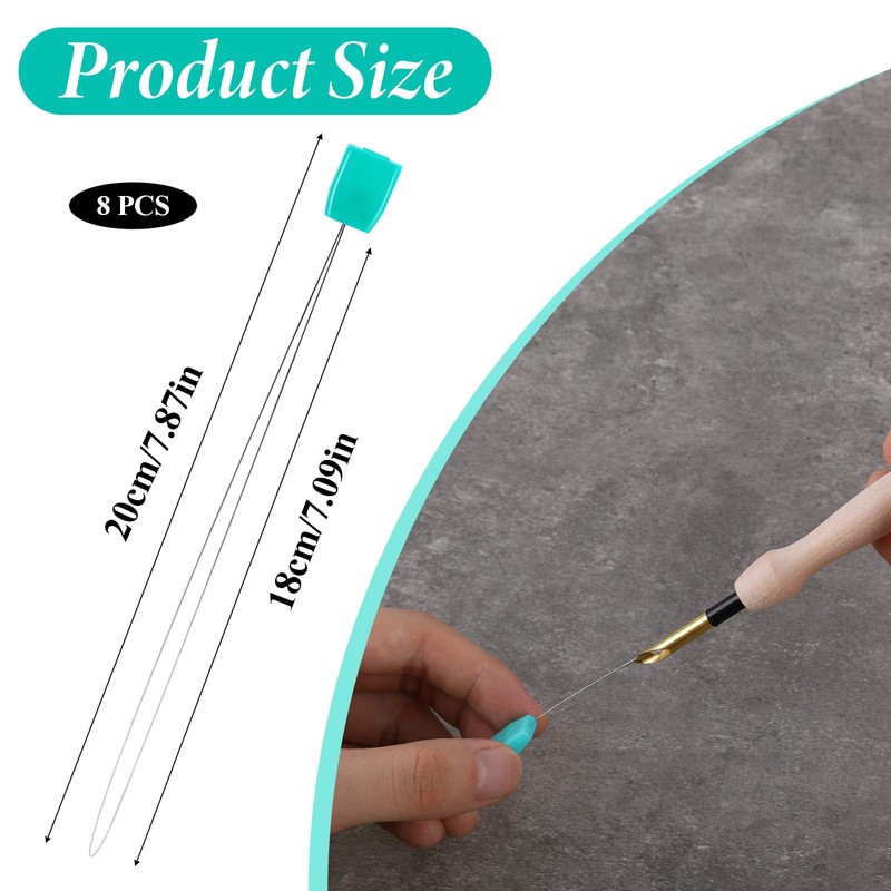 8 PCS Long Needle Threaders for Punch Needles, 7.87 Inch