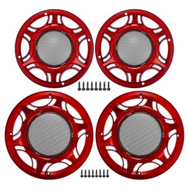 VekAuto Universal 6" 8" Car Speaker Grid Cover Mesh Round Audio Subwoofer Protector with Mounting Screws Iron Red - Pack of 4