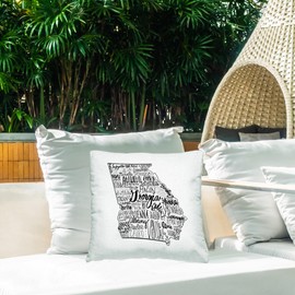 Stupell Industries Georgia State Cities Whimsical Typography Shape Outdoor Printed Pillow, 18 x 18, Black