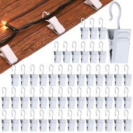 Gisafai Christmas Asphalt Shingles Roof Light Clips Mini Light Clips for Gutters Hooks for Hanging Outdoor String Lights, All Purpose Holiday Light Clips, Electroplated Iron(White,100 Pcs)