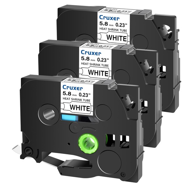 Cruxer Label Tape Compatible for Brother HSE211 HS2-211 Heat Shrink
