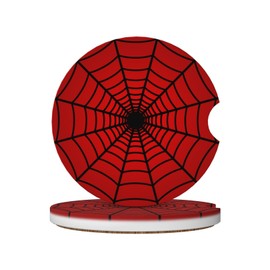 2-Pack Absorbent Car Coasters Red Spider Web - Ceramic & Non-Scratch Cork Base Cup Holder Coasters Universal 2.56"