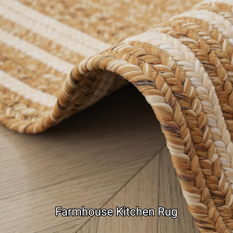 RCTJHOME 2x3 Oval Braided Entryway Rug Natural Color Farmhouse Kitchen