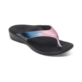 Aetrex Maui Orthopedic Flip Flops for Women Arch Support - Pressure Relief Water-Friendly Shock Absorption Super Soft UltraSky EVA Foam Flip Flops Metallic-Pink