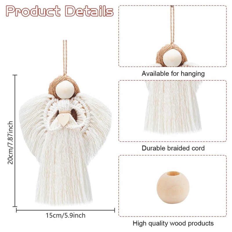 FREEBLOSS 4 Set Beginners Macrame Kit DIY Macrame Angel Kit