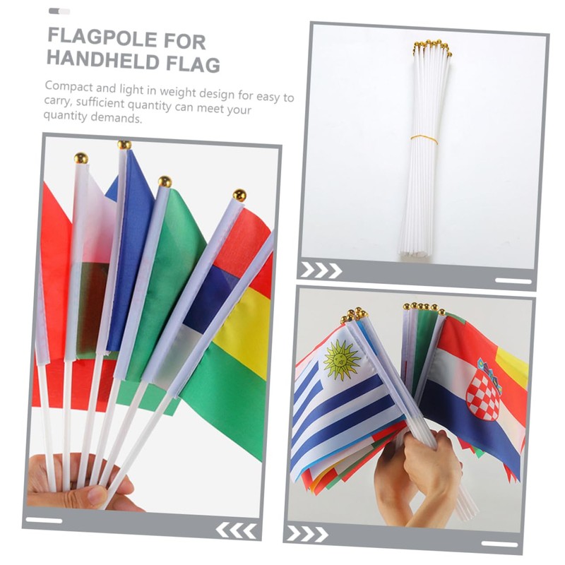 KONTONTY DIY Flagpole 100pcs Plastic Flag Sticks Handheld Flagpoles for
