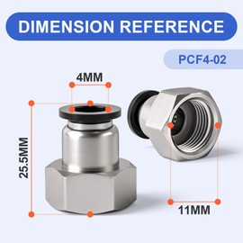 Bwintech Pack of 10 4 mm Hose AD x 1/4 Inch BSP Female Thread, Straight, Plug-in, Pneumatic Adapter, PCF4-02 Quick Release for Air Lines