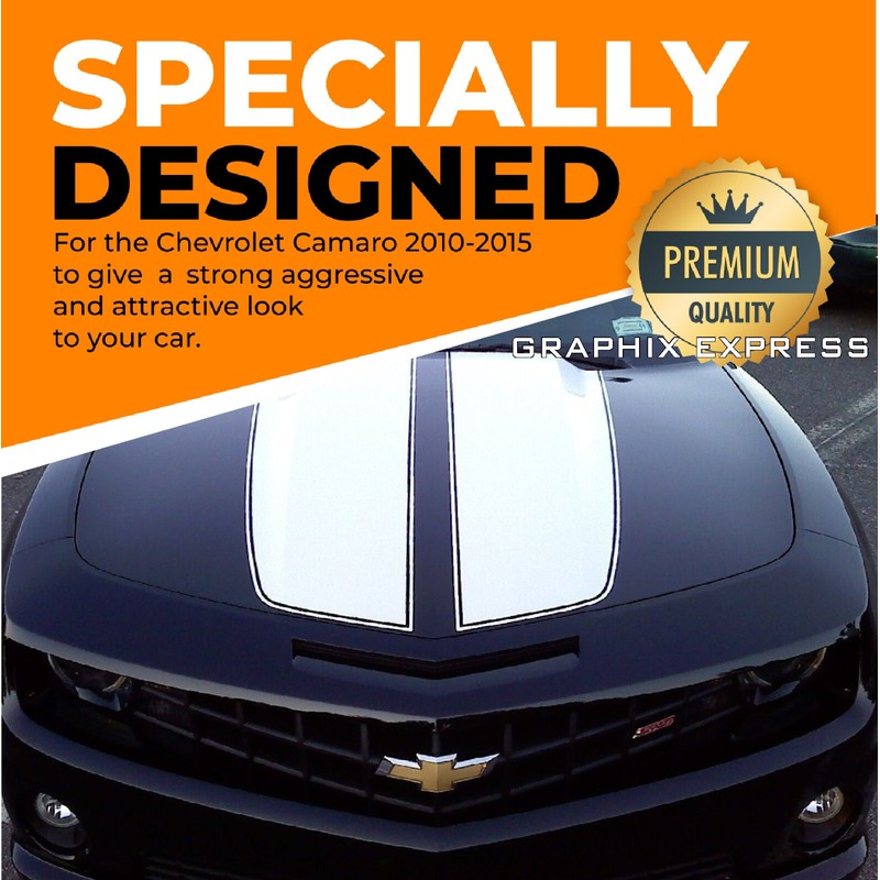 Avery WHITE - Camaro RACING STRIPES Rally Decal 2010-2015 Chevy
