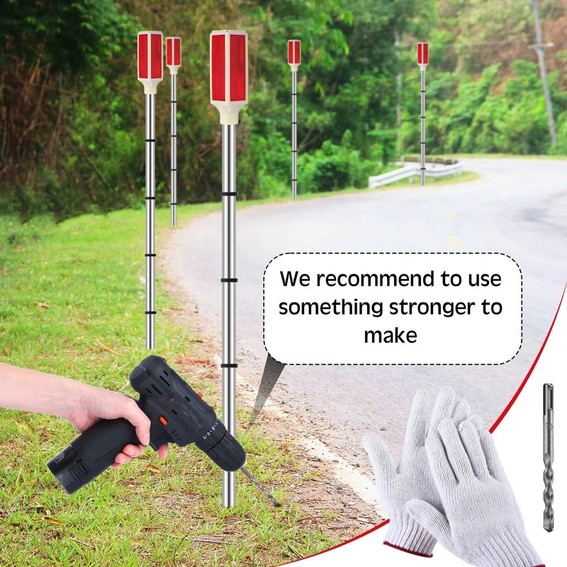 Rossesay 4 Pack 44'' Solar Powered Driveway Markers Reflective Landscape