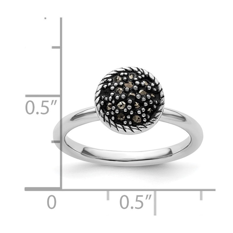Auriga Fine Jewelry Sterling Silver Stackable Expressions Marcasite Ring Size
