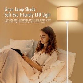 White Floor Lamp, Standing Lamp, 59" Tall Floor Lamp with Lampshade, Foot Pedal Switch, Modern Small Floor Lamps for Living Room/Bedroom/Classroom/Kids Room, White Lamp for Girls' Gift(Without Bulb)