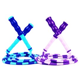 GrueGard Children's Skipping Rope, 2 Beaded Jump Rope, Tangle-Free, 2.8 m Adjustable Rope Skipping for Children 6 7 8 9 10 Years & Adults Under 1.8 m