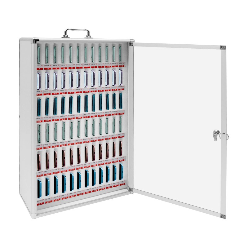 72 Slots Cell Phone Locker Portable Phone Storage Cabinet W/