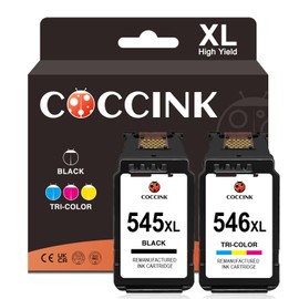 COCCINK PG-545 XL CL-546 XL Remanufactured Printer Cartridges Replacement for Canon 545XL 546XL (1 Black, 1 Color) for pixma MG2450 MG2455 MG2550 MG2555 iP2850 iP2855 MG2950 MG2950S MG2950S MG2950S