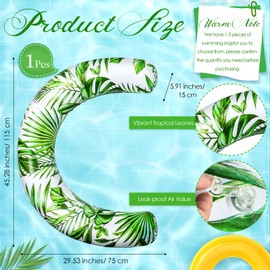 Halloscume 1 Pcs Jumbo Inflatable Pool Noodles Curved Swimming Float 45 x 30 Inch Hawaiian Tropical Leaves Swimming Noodle Float Sticks for Summer Beach Pool Party Water Games