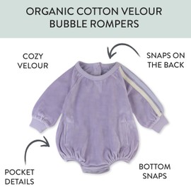 HonestBabyMultipack Short Romper Sets and Dresses 100% Organic Cotton for Infant Baby and Toddler Boys, Girls, Unisex, Lavendar with Stripe,3-6 Months