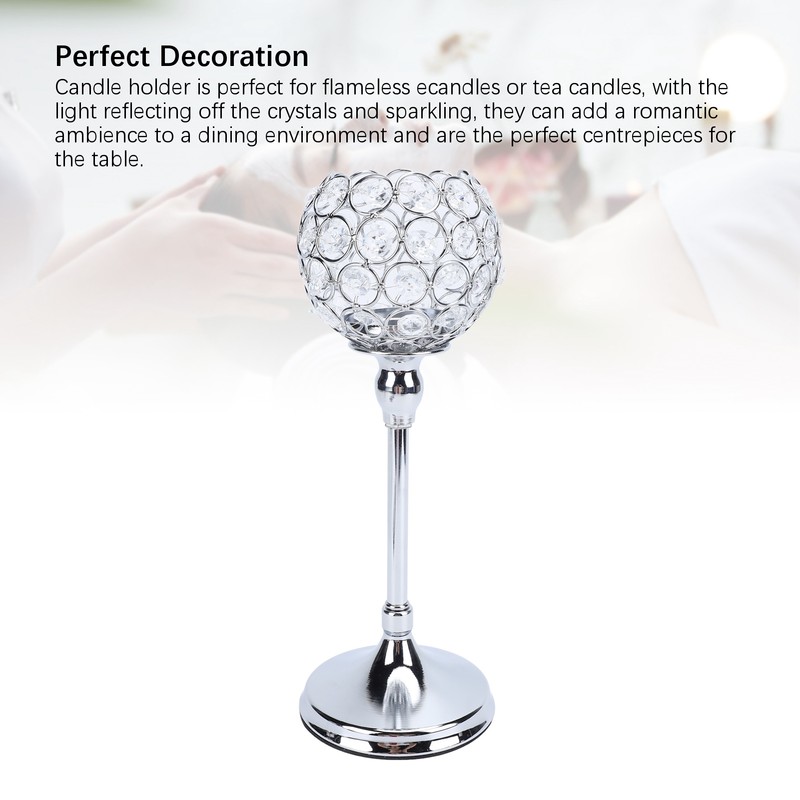 Crystal Candle Holder Ornament Tall Elegant Crystal Silver Candlestick for