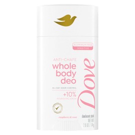 Dove Whole Body Deo Aluminum Free Anti-Chafe Deodorant Stick Raspberry & Rose for 72h Odor Control 2.6 Oz