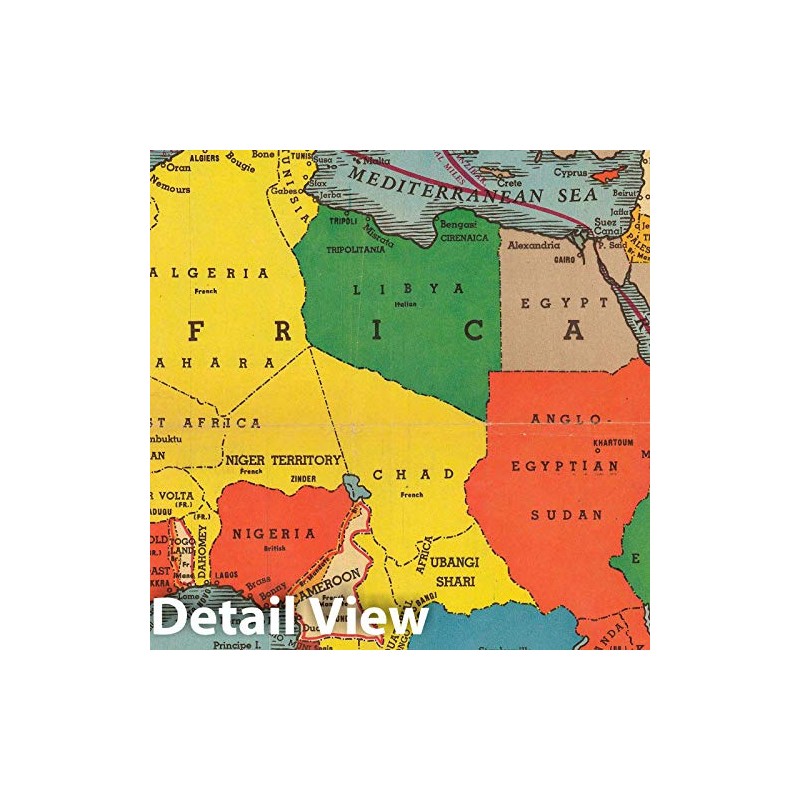 Historic Map : Colonial Africa, Romer, 1938, Vintage Wall D?or