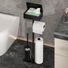 Freestanding Toilet Paper Holder with Tissue Box Storage, Black Metal