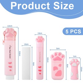 FEQDWOX 5 Pcs Cute Cat Claws Stationery Set Cartoon Kawaii Stationery Set Multipurpose Stationery