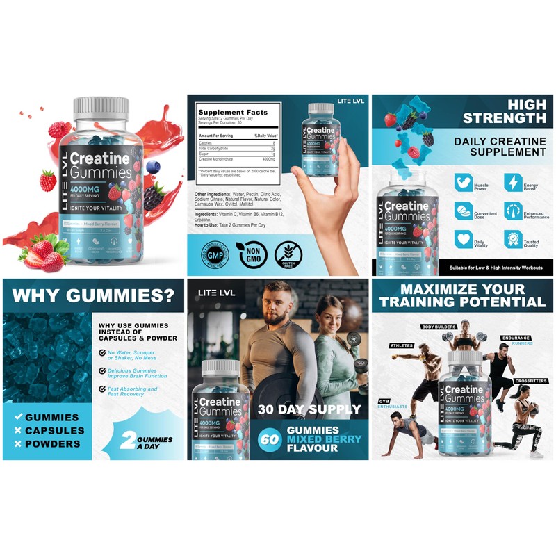 Creatine Monohydrate Gummies | 4000mg Daily Serving Creatine Gummies in