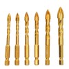 6Pcs Cross Spearhead Drill Bit Carbide Hex Shank Drilling Tool