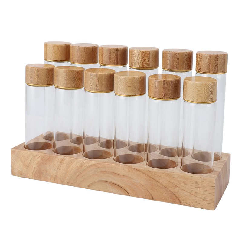 Coffee Bean Storage Tube Glass Coffee Bean Cellar with Wooden