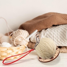 XiangSKY 2Pcs Wooden Yarn Dispenser Wrist Yarn Ball Holder Stand Wood Mini Minder Yarn Holder with Wrist Strap Wooden Crochet Yarn Organizer Prevents Tangling & Misalignment for Knitting Supplies