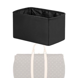 XYJG Purse Handbag Silky Organizer Insert Keep Bag Shape Fits LV Keepall XS/25/27/45/50/55 bags, Luxury Handbag Tote Lightweight Sturdy(Keepall 25,Black)