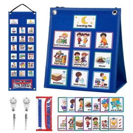 Calendario Visual para Niños, Tarjetas de Rutina con 72 Uds, Calendario Visual para Cartas de Bolsillo para Niños, Tabla de Rutina, Tabla de Planificación Diaria, Materiales de Aprendizaje