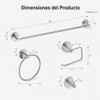 Juego de 4 Piezas Accesorios de Baño Negro Mate (Gris
