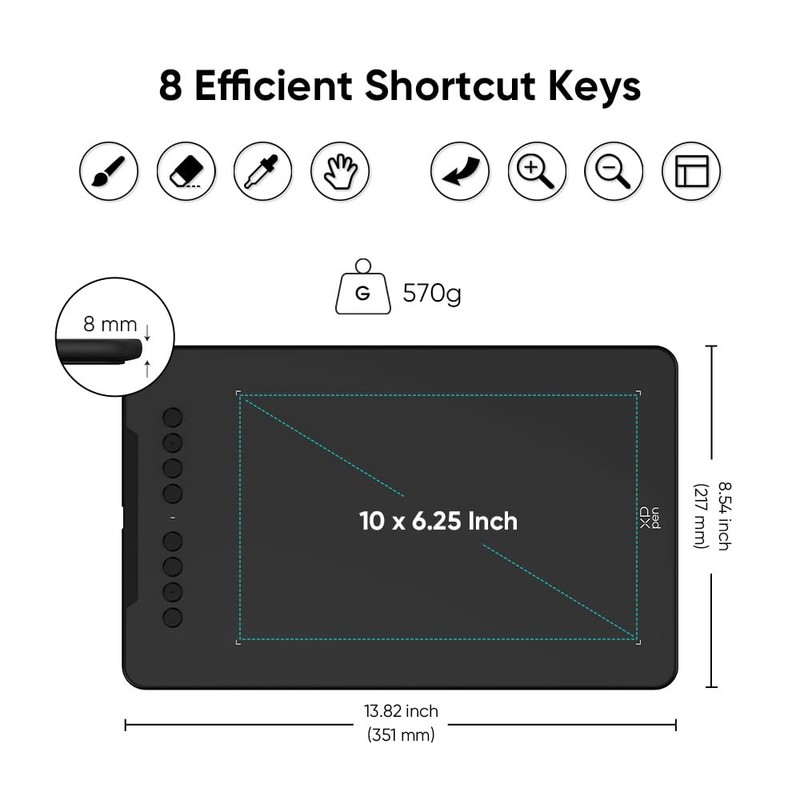 XPPen Updated Deco 01 V3 Drawing Tablet, 16384 Pressure Sensitivity,