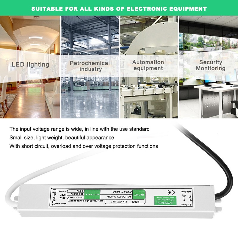 12V 30W LED Waterproof Switch Power Supply Outdoor Waterproof LED