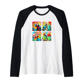 Parrotlets Pop Art Colorful Drawing Painting Raglan Baseball Tee