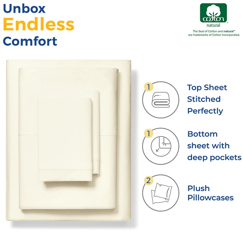 THREAD SPREAD Egyptian Cotton Sheets King Size - 600 Thread