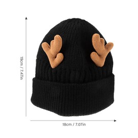 MAGICLULU 1pc Antler Knit Beanie Antler Warm Cap Adult Knitted Hat Reindeer Beanie Reindeer Hat Christmas Beanie for Adults Christmas Knitted Beanie Knit Hat Antlers Wool Hat Acrylic Black