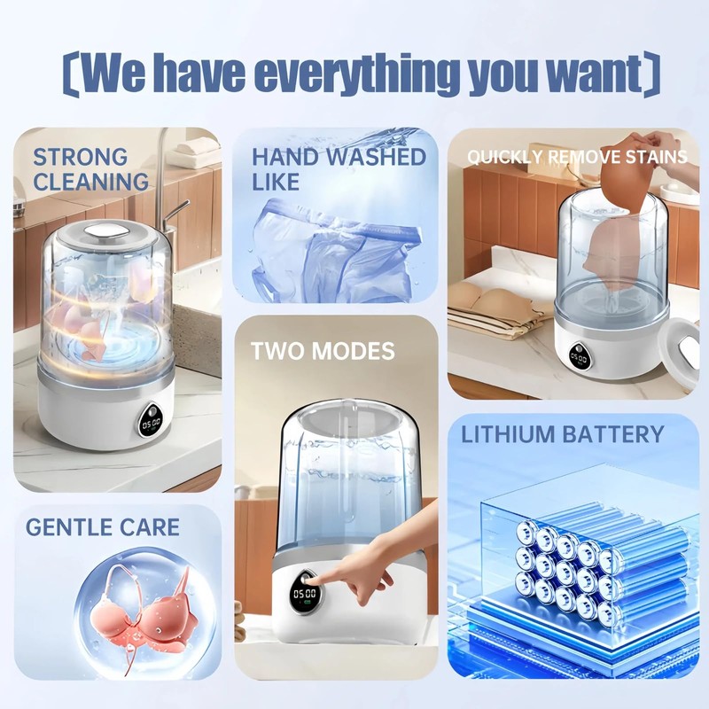 Portable Washing Machine, Compact Mini Washing Machine for Delicates &