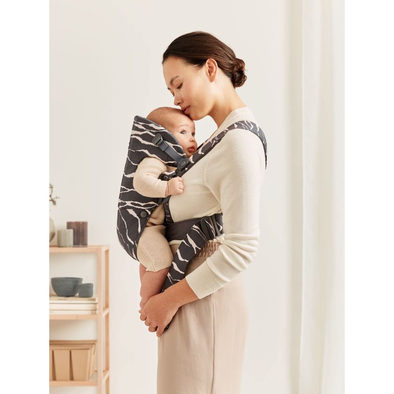 BabyBjörn Baby Carrier Mini, Anthracite/Landscape Print, Cotton | Newborn Carrier
