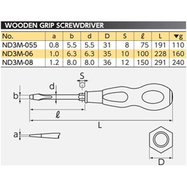 Nepros Wooden Grip Screwdriver (Flat)