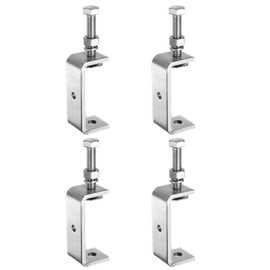 sourcing map 4pcs 304 Stainless Steel C Clamps 3.35" (85mm) Wide Jaw Opening Wood Clamps Metal U Beam Clamp for Woodworking Welding Building Household Mounting