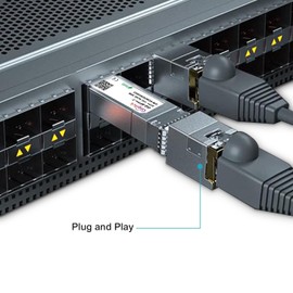 SFP+ to RJ45 10GBase-T Module, 10Gbe Copper SFP to Ethernet Networking Transceiver for Cisco SFP-10G-T-S, Ubiquiti UniFi UF-RJ45-10G, Meraki, Supermicro and More, up to 30m,4pcs
