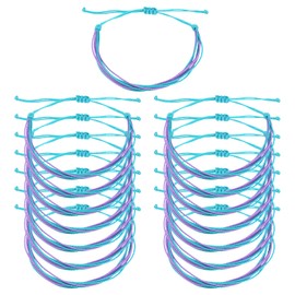 Mikovivi 15pcs Suicide Prevention Awareness Bracelets, Cyan and Purple, Unisex, Contemporary Style, Cord Chain, Strand Bracelet