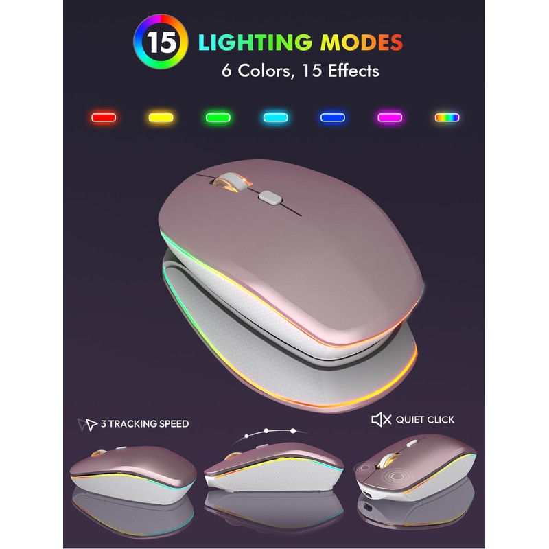 Wireless Keyboard and Mouse Combo - RGB Backlit, Rechargeable &