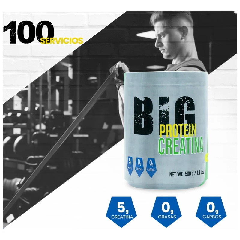 Creatina Monohidratada 500 Gramos Big Protein 100 Servicios