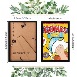 Ireer 24 Pack Comic Book Frame Wall Display Mounted Tabletop Display Storage Picture Frames with UV Protection, Fits Current Comics up to 8 x 12'', Hanging Hardware Included, Black