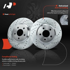 A-Premium 12.43 Inch (315.6mm) Front Drilled and Slotted Disc Brake Rotors Set Compatible with Select Ford Models - Mustang 2005-2014, 3.7L 4.0L 4.6L 2-PC Set